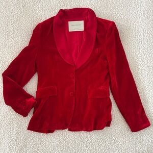 Zara Women’s Tux Jacket Blazer Red Velvet size M Medium